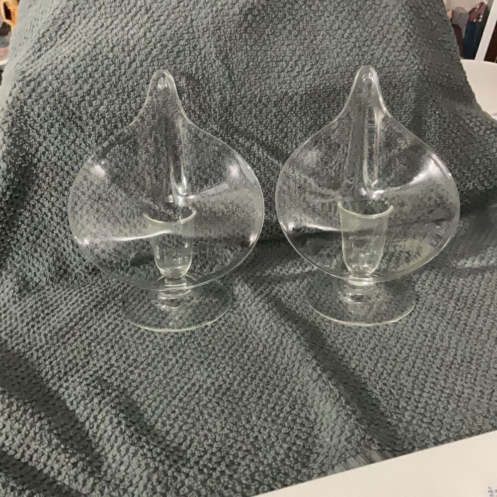 Clear Glass Hand Blown Calla Lily Jack in the Pulpit Set Taper Candle Holders